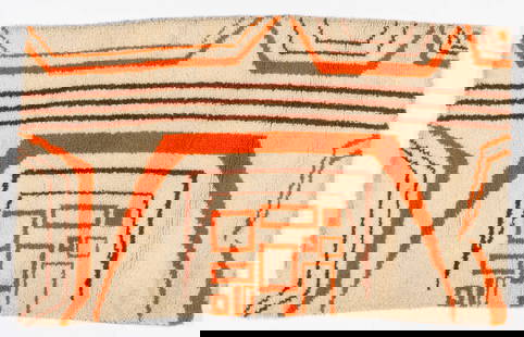 Mid-Century Modern Rug / Wall Hanging: Mid-Century Modern Wall Rug /Hanging. Size: 60'' x 38'' (152 x 97 cm). Provenance: Collection of Dr. and Mrs. Albert and Carol Rosenthal/Estate of Carol Rosenthal.