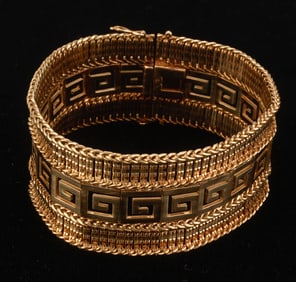 K18 Gold Bracelet with Greek Key Pattern
