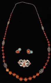 Necklace, Brooch and Earrings.
