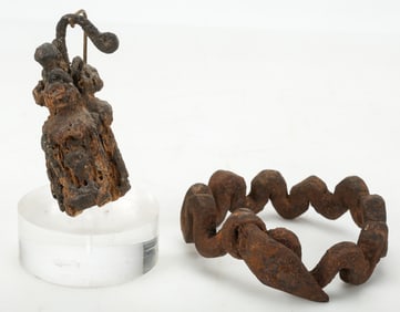 African Dogon Iron Bracelet and Scepter Fragment