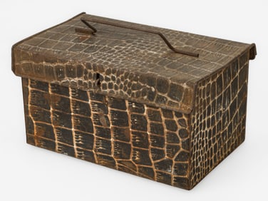 Vintage Embossed Alligator Tin Tobacco Box