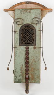 Folk Art Sculpture Assemblage: Folk Art Sculpture Assemblage. Wood, iron, pigment. Size: 48'' x 25'' x 10'' (122 x 64 x 25 cm).