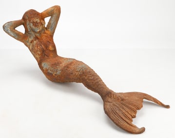 Cast Iron Mermaid In Repose, L: 40"