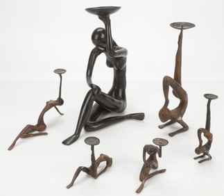 Group of 6 Figural Metal Candle Holders