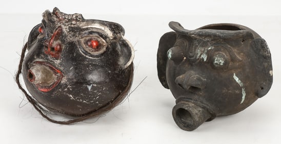 American Folk Art Pottery Heads