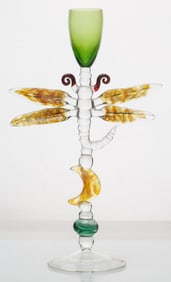 Jean Amann (American) Vintage Art Glass Chalice, 1992