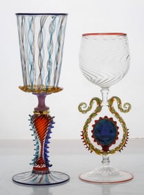 Robert Dane (American, 21st century) "Tutti Frutti" Goblet, signed, with Murano Art Goblet