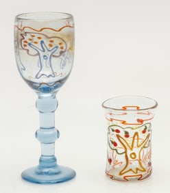 Richard Jolley (American, b. 1952) "Dixie" Cup and Tall Goblet, 1980