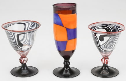 Frederick Birkhill (American, 1951-2023) Lot of Three Art Glasses