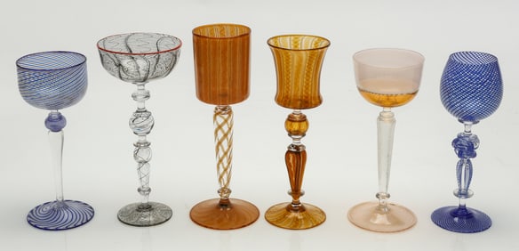 Collector's Lot of Colorful Murano Glassware, 6 Pieces