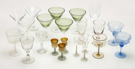 Collector's Lot of Vintage Glass Stemware, 22 Pieces