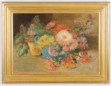 Antique Floral Still Life Painting