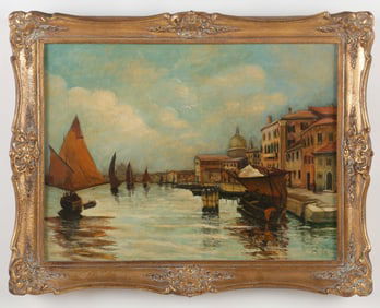 Antique Painting Of Venice Grand Canal