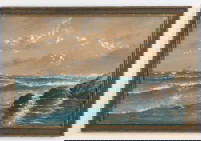 Edmund Darch Lewis (1835-1910) Watercolor Seascape