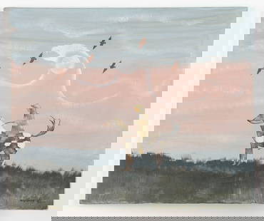 Russel M. Noganosh (Anishinaabe - Ojibwe, b. 1956): Russel M Noganosh (Anishinaabe - Ojibwe, b. 1956) Untitled, acrylic painting on canvas, signed. Warped stretcher. Unframed. Size: 30'' x 36'', 76 x 91 cm (stretcher).