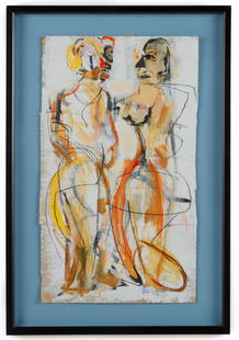 Jim Bloom (American, b. 1968) Untitled, 2010: Jim Bloom (American, b. 1968) Untitled, 2010, Mixed Media painting on cardboard, signed. Framed. Size: 30.5'' x 17.5'', 77 x 44 cm (board); 37.5'' x 25.5'', 95 x 65 cm (frame).