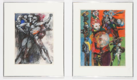 Jacob Landau (American, 1917-2001) Two Watercolors