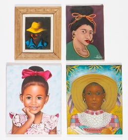 Collector's Lot of 4 Haitian Portraits