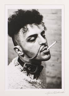 Eugene Pinkowski (B.1954): Eugene Pinkowski (B.1954) "Roberto the Junkie," 2000, photograph, signed and titled verso. Size: 10.5'' x 7'', 27 x 18 cm (image); 20'' x 16'', 51 x 41 cm (mat).