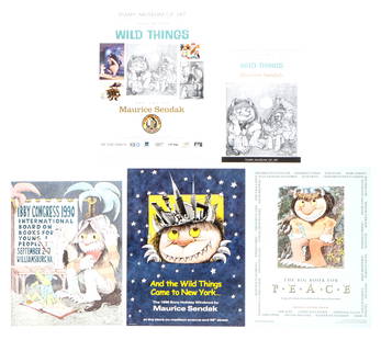 Maurice Sendak (American 1928-2012) 5 Exhibition Posters: Maurice Sendak (American 1928-2012) 5 Exhibition Posters. Where the Wild Things Are. Sizes Ranging From: 18'' x 12'', 46 x 30 cm (sheet); To: 24'' x 18'', 61 x 46 cm (sheet). Being Sold to Benefit the