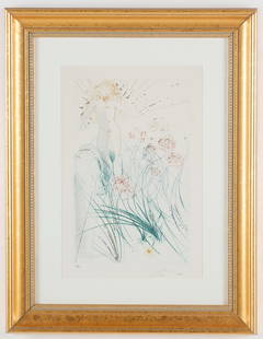 Salvador Dali (Spanish, 1904-1989) "I am My Beloved, My Beloved is Mine" Artist's Print: Salvador Dalí (Spanish, 1904-1989) "I am My Beloved, My Beloved is Mine" Artist's Print, lithograph in colors, signed. From Song of Songs of Solomon, a series of twelve etchings from the early 1970s