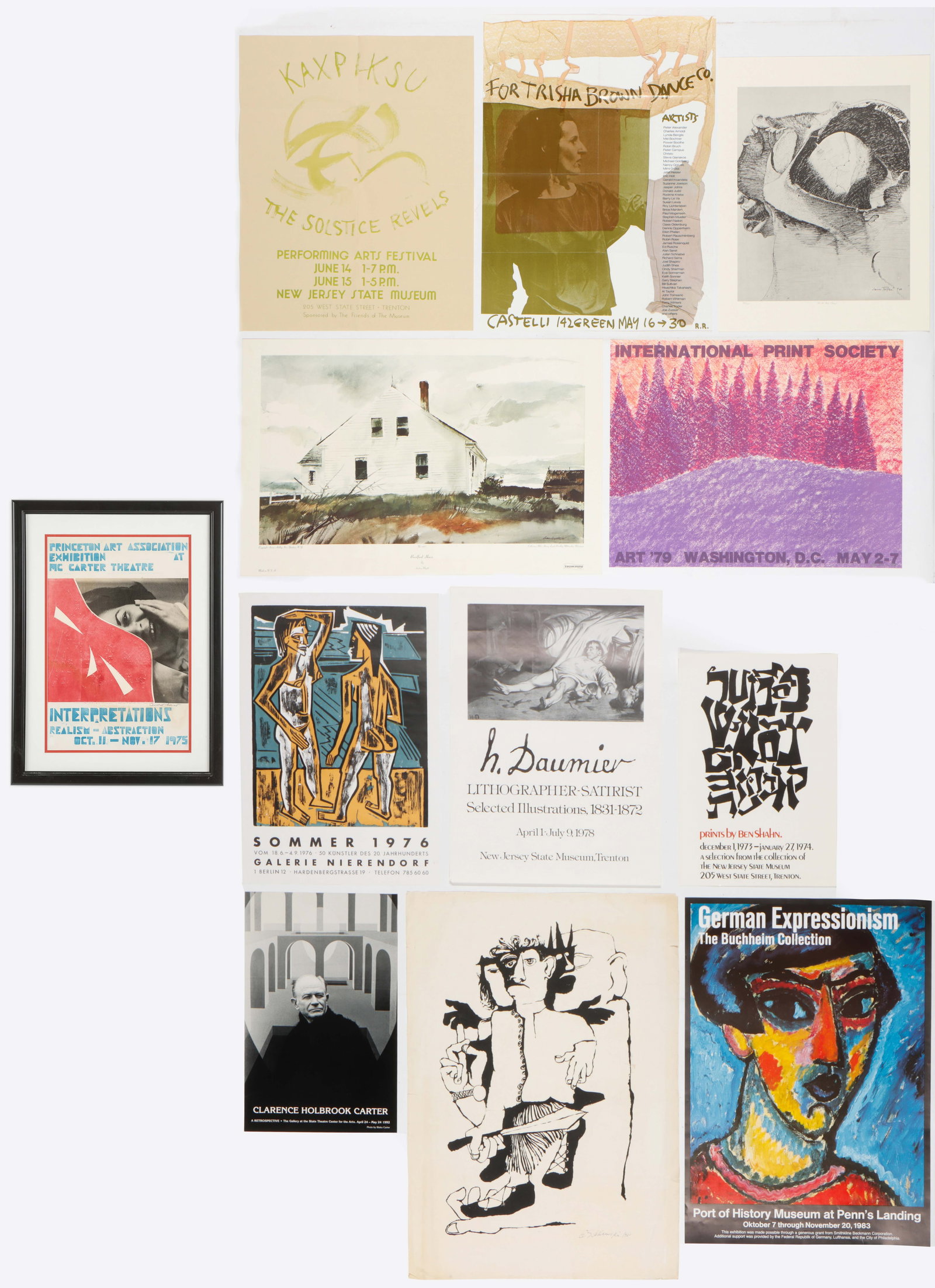 Collector's Lot of Exhibition Posters: Collector's Lot of Exhibition Posters. Sizes Ranging From: 22.75'' x 14.5'', 58 x 37 cm (sheet); To: 36.75'' x 25.75'', 93 x 65 cm (sheet). Including framed poster for Princeton Art Association Exhibi