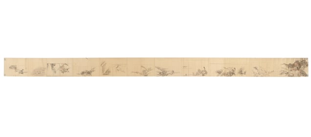 Long Asian Painted Hand Scroll, L: 14'1"