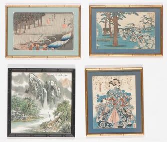 4 Antique Japanese Woodblock Prints