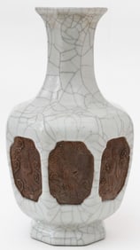 Chinese Ge-ware Vase With Eight Immortal Figures