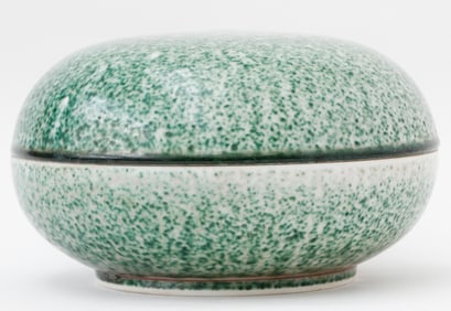 Chinese Specked Green Glaze Covered Box