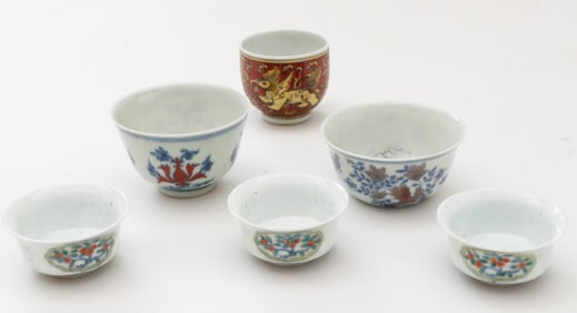 Collector's Lot of 6 Chinese Porcelain Cups