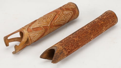 2 Asmat Bamboo Containers, Indonesia