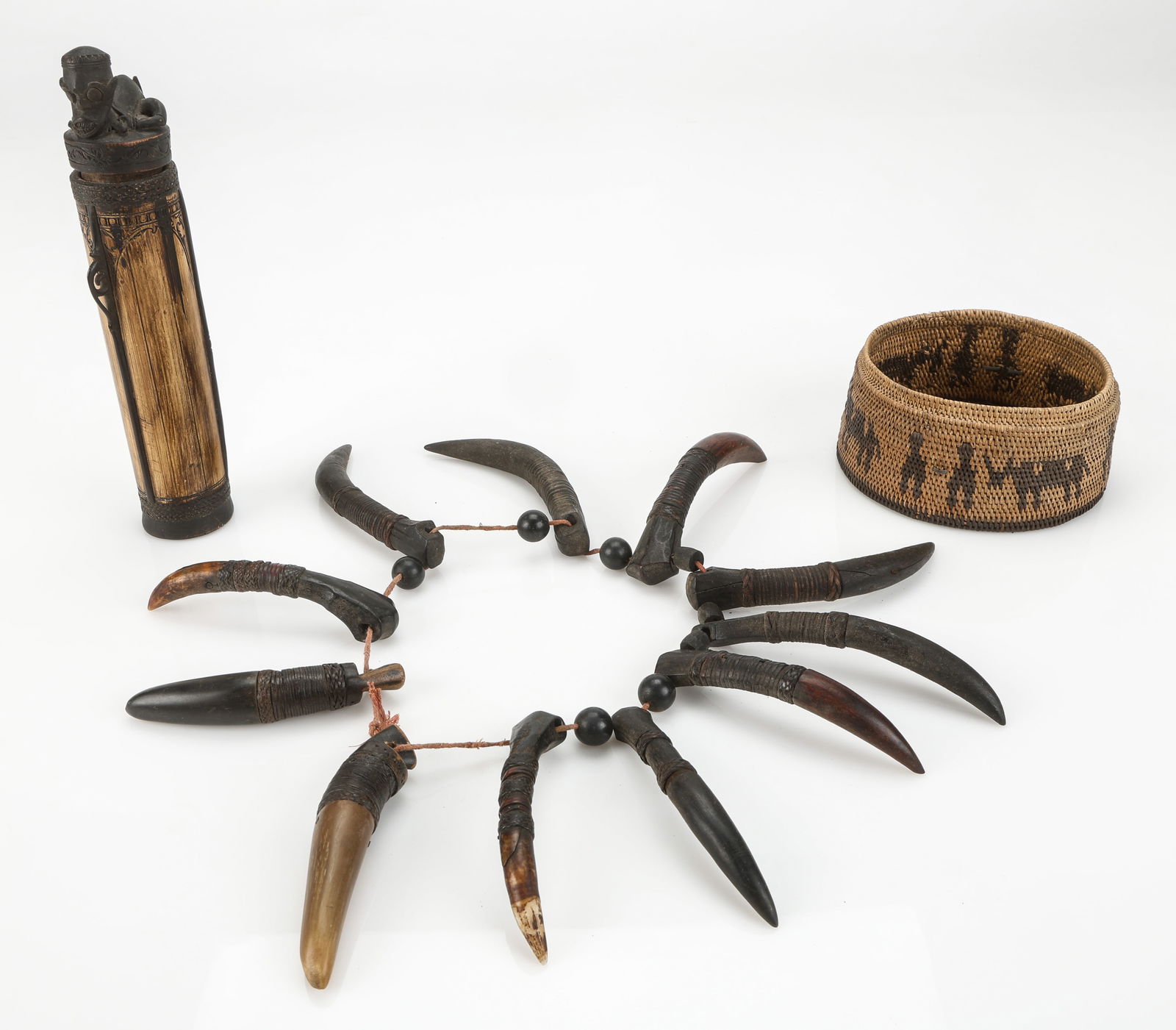 Toraja Basket And Necklace and a Dayak Medicine Container (1 of 6)