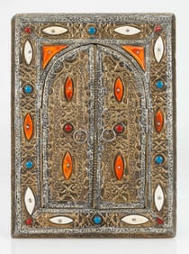 Moroccan Jeweled Silver Mirror