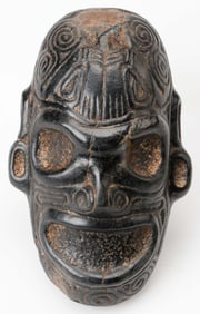 Taino Carved Basalt Ancestral Stone Head