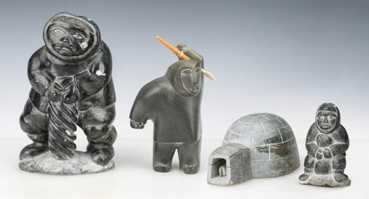 2 Inuit Carved Stone Figures