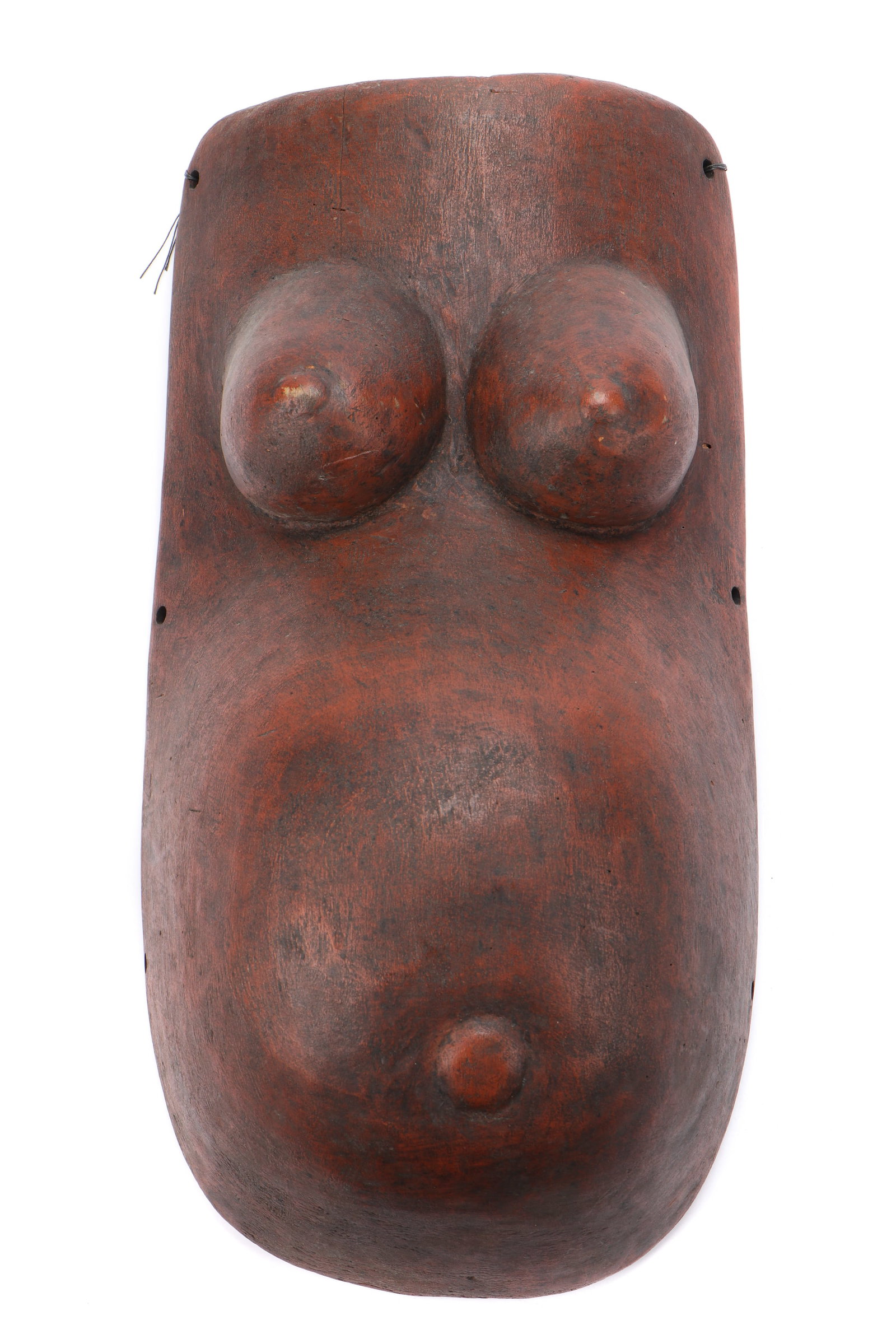 African Makonde Fertility Body Mask, Tanzania: African Makonde Fertility Body Mask, Tanzania. Carved wood, pigment. Size: 22.75'' x 11.5'' x 6.5'' (58 x 29 x 17 cm).