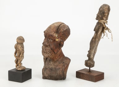 2 African Dogon Figures and a Bust