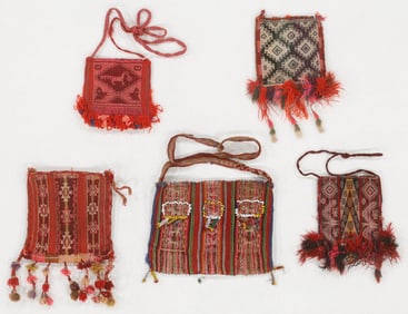 Aymara Men's Ceremonial Chuspa Coca Bags, 20th C.