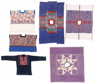Group of 6 Guatemalan Embroidered Textiles, 20th C.