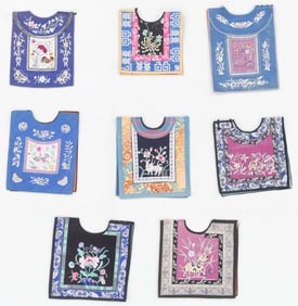 Chinese Silk Embroidered Child's Bib Panels, Early 20th C.