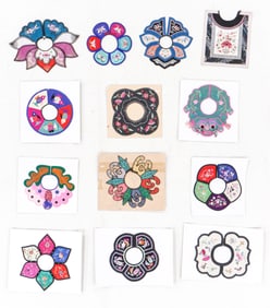 12 Chinese Silk Embroidered Child's Collars and Vest Panel