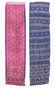 Two Indian Silk Ikat Saris