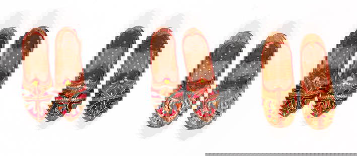3 Pairs of Shoes, India: 3 Pairs of Shoes, India. Sizes Ranging From: 10.5'' x 3.5'' (27 x 9 cm) To: 11'' x 3.5'' (28 x 9 cm).