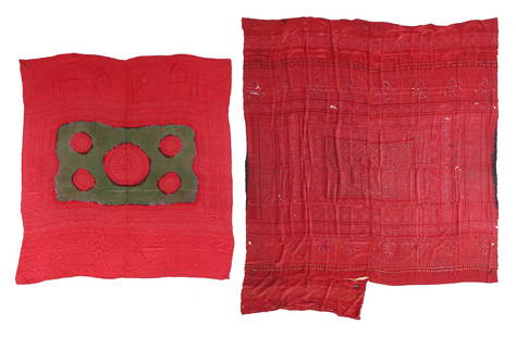 2 Tie Dye Shawls, Rajasthan, India, Early-Mid 20th C.: 2 Tie Dye Shawls, Rajasthan, India, Early-Mid 20th C. Silk. Sizes: 1) 5'3'' x 5'0'' (160 x 152 cm); 2)5'1'' x 5'11'' (155 x 180 cm). Provenance: The Carol Summers Collection of Indian Folk Textiles.