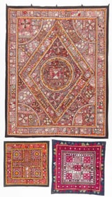 Indian Chakla Wall Hanging Textiles with Mirrorwork (3)