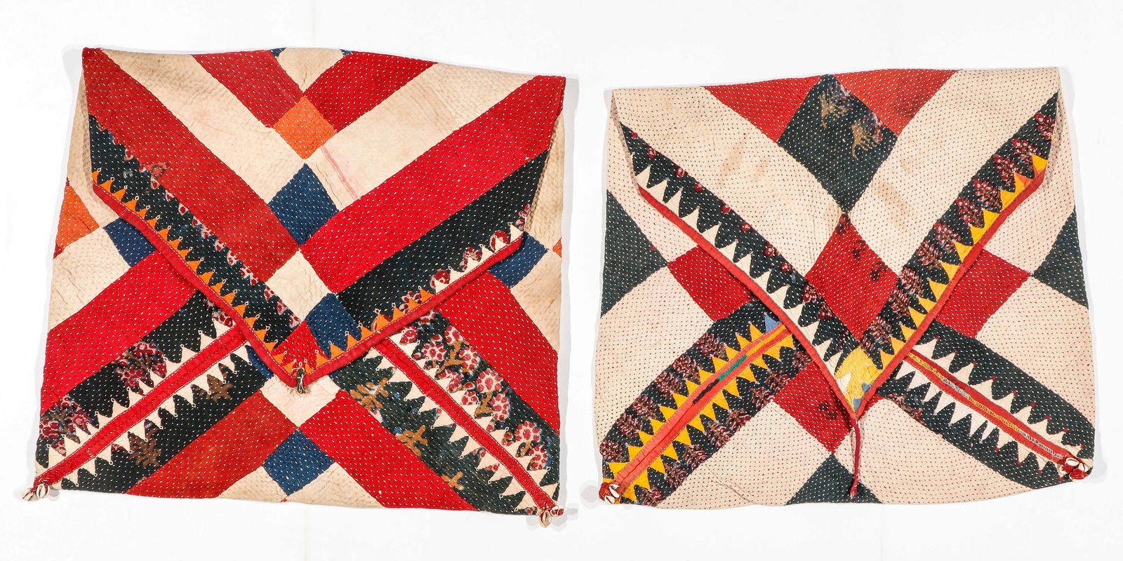 2 Large Banjara Maharashtra Quilted Dowry Bags, India, Early/Mid 20th C. (1 of 3)