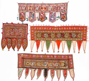 4 Indian Toran Door Hangings with Mirrorwork