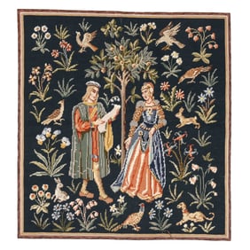Wool Continental Needlepoint, 4'6'' x 4'9''
