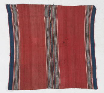 Aymara Woman's Ahuayo Mantle, Dept. of Oruro, 19th C.: Aymara Woman's Ahuayo Mantle, Dept. of Oruro, 19th C. Alpaca. A woman’s mantle in a rare composition of naturally dyed colors with a probable replacement 20th century center join applied by the desc